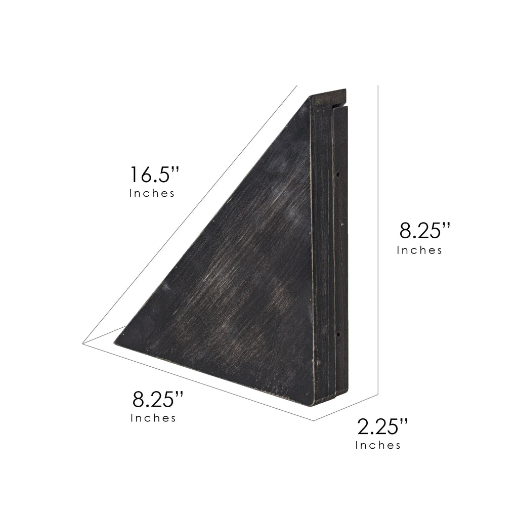Black Set of 3 Wood Floating Corner Shelves J196589