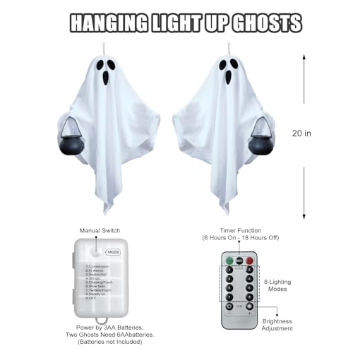 2 Pack Halloween Light Up Ghost Decorations T415111