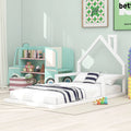 White Twin Size Wood Floor Bed with House-shaped Headboard P1307