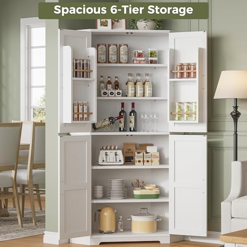 72" 6-Tier Corner Pantry Cabinet with Adjustable Shelves I703395