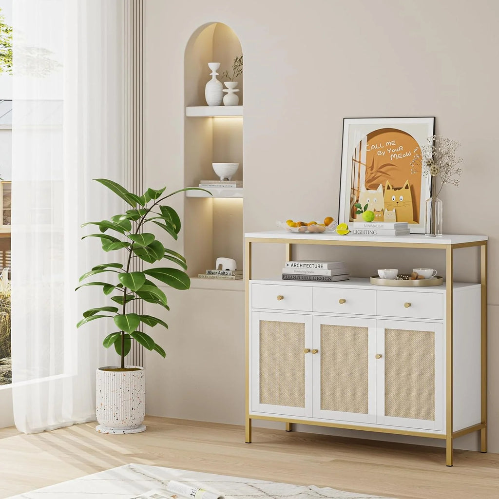 White Dresser with Drawers and Doors X14316