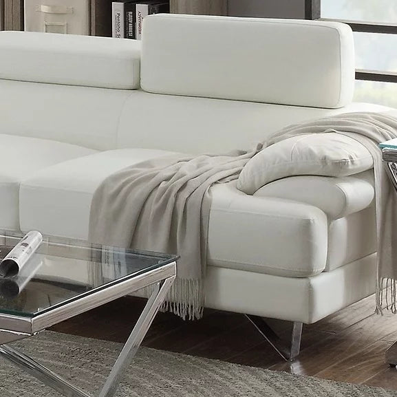 White Faux Leather Sectional Sofa O7362