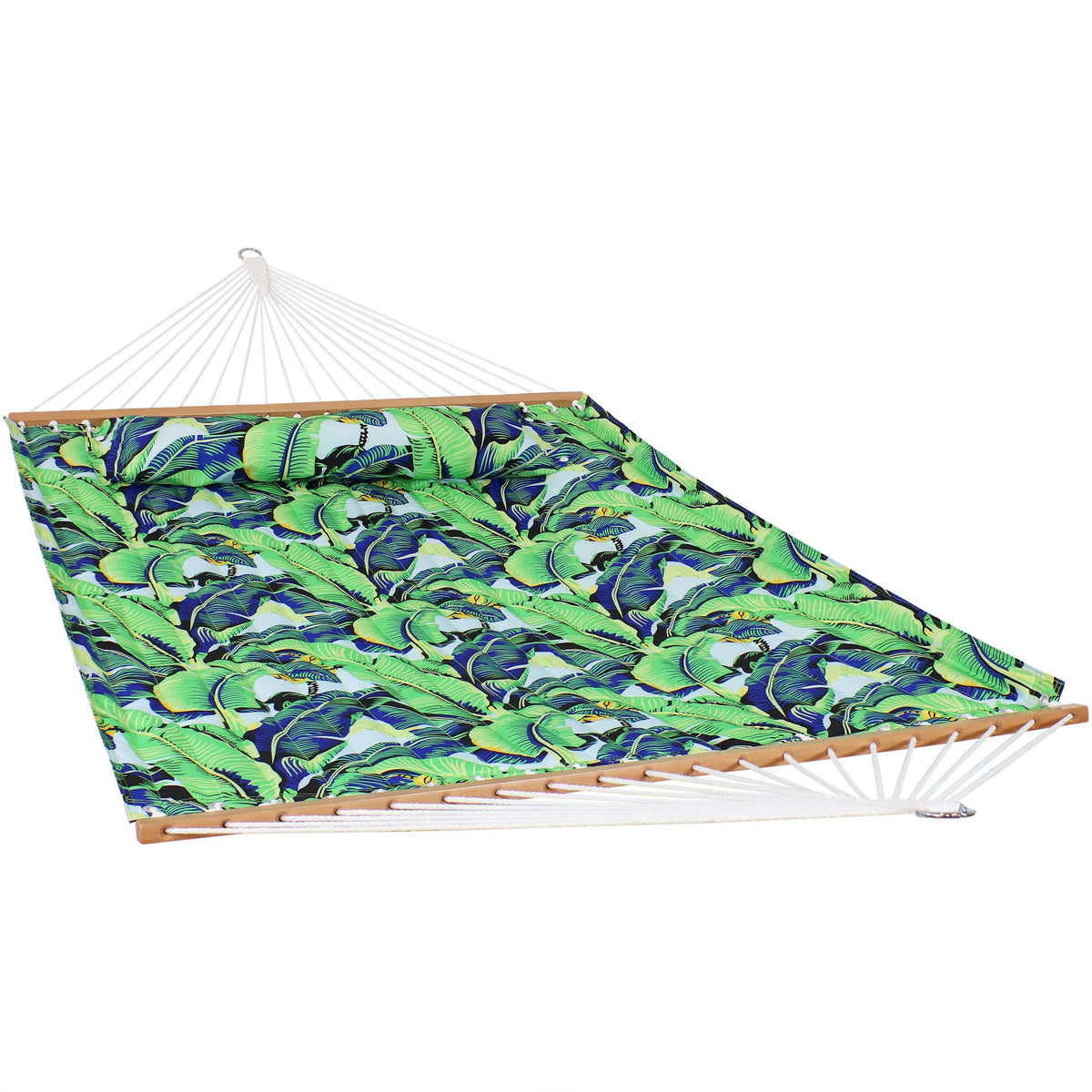 Quilted Printed Fabric 2-Person Hammock and Pillow with S Hooks and Hanging Chains Z636