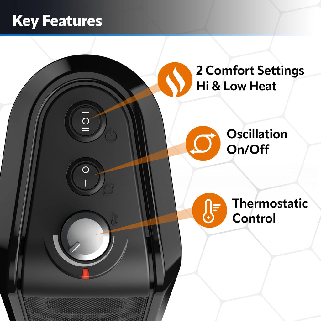 16" 1500W Oscillating Ceramic Tower Space Heater K5357