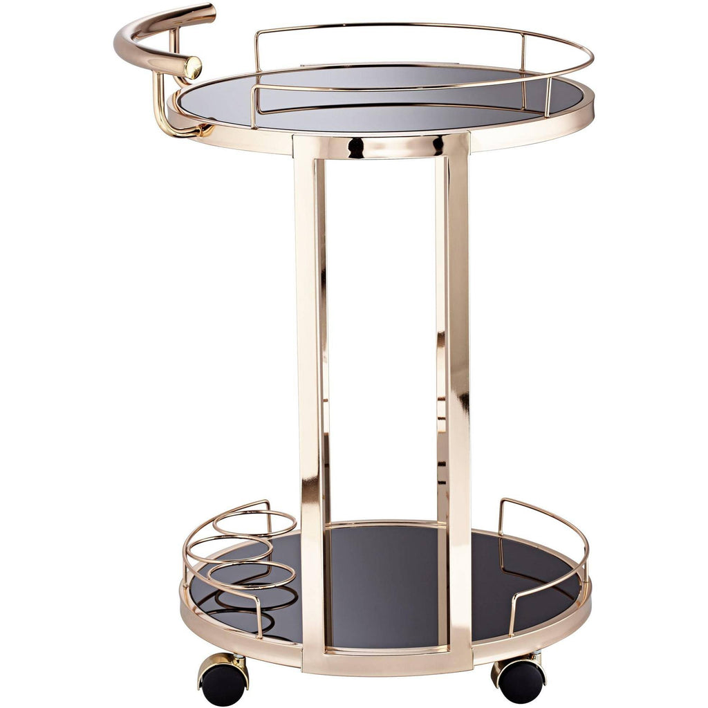 Round Black Glass Serving Cart Y9119