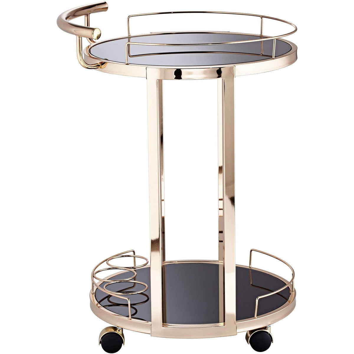 Round Black Glass Serving Cart Y9119