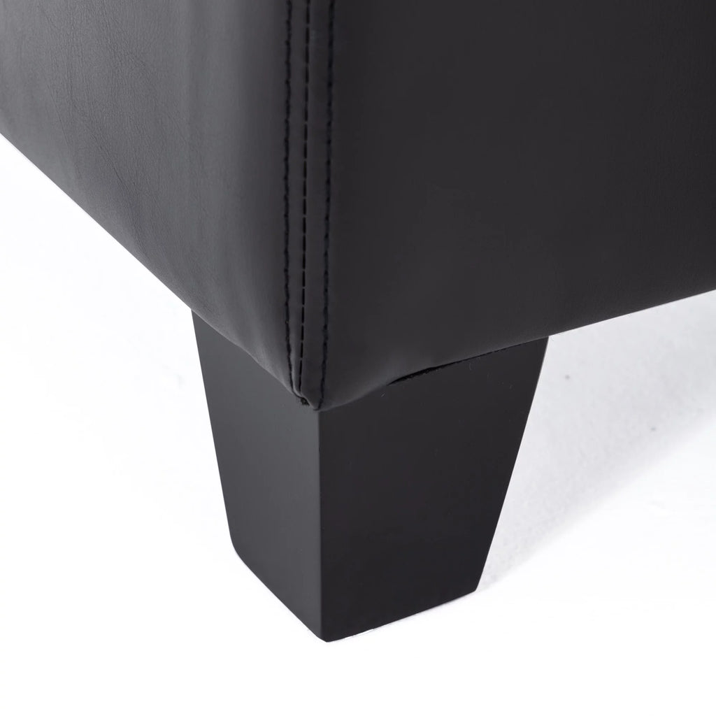 Black Faux Leather Storage Ottoman N7242