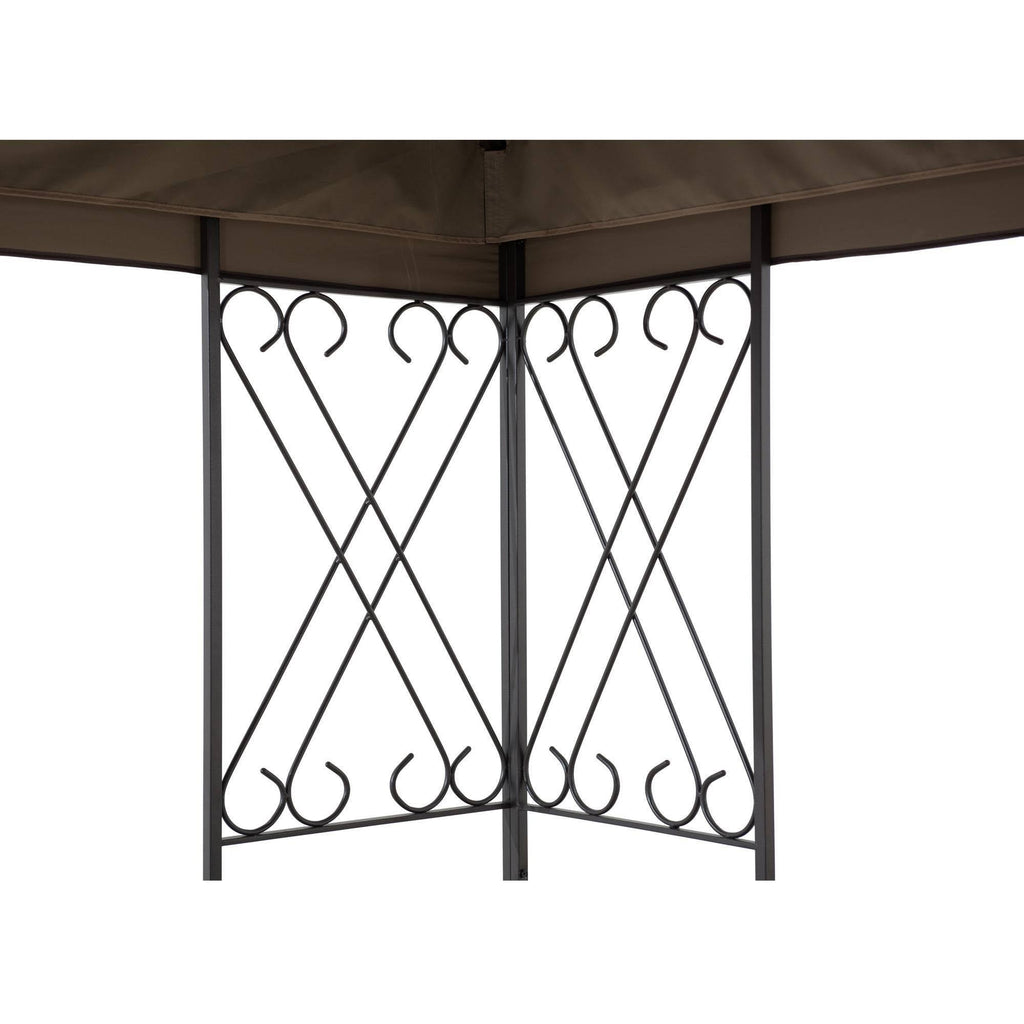 10 ft. x 12 ft. Steel Gazebo with 2-Tier Khaki Canopy S5394