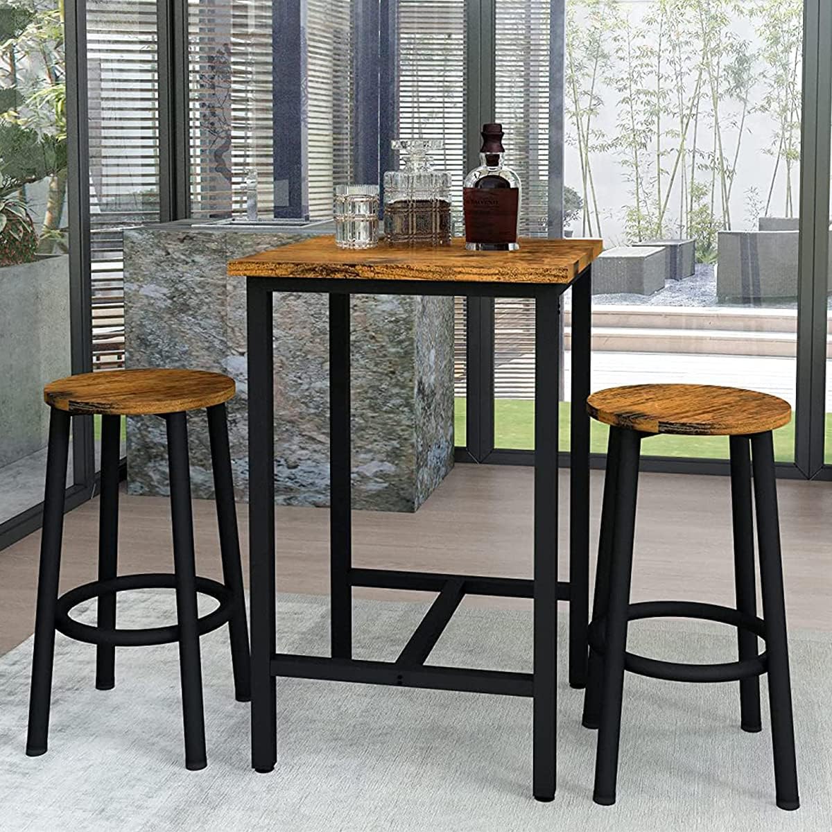 3 Piece Pub Dining Set Rustic Brown R19289