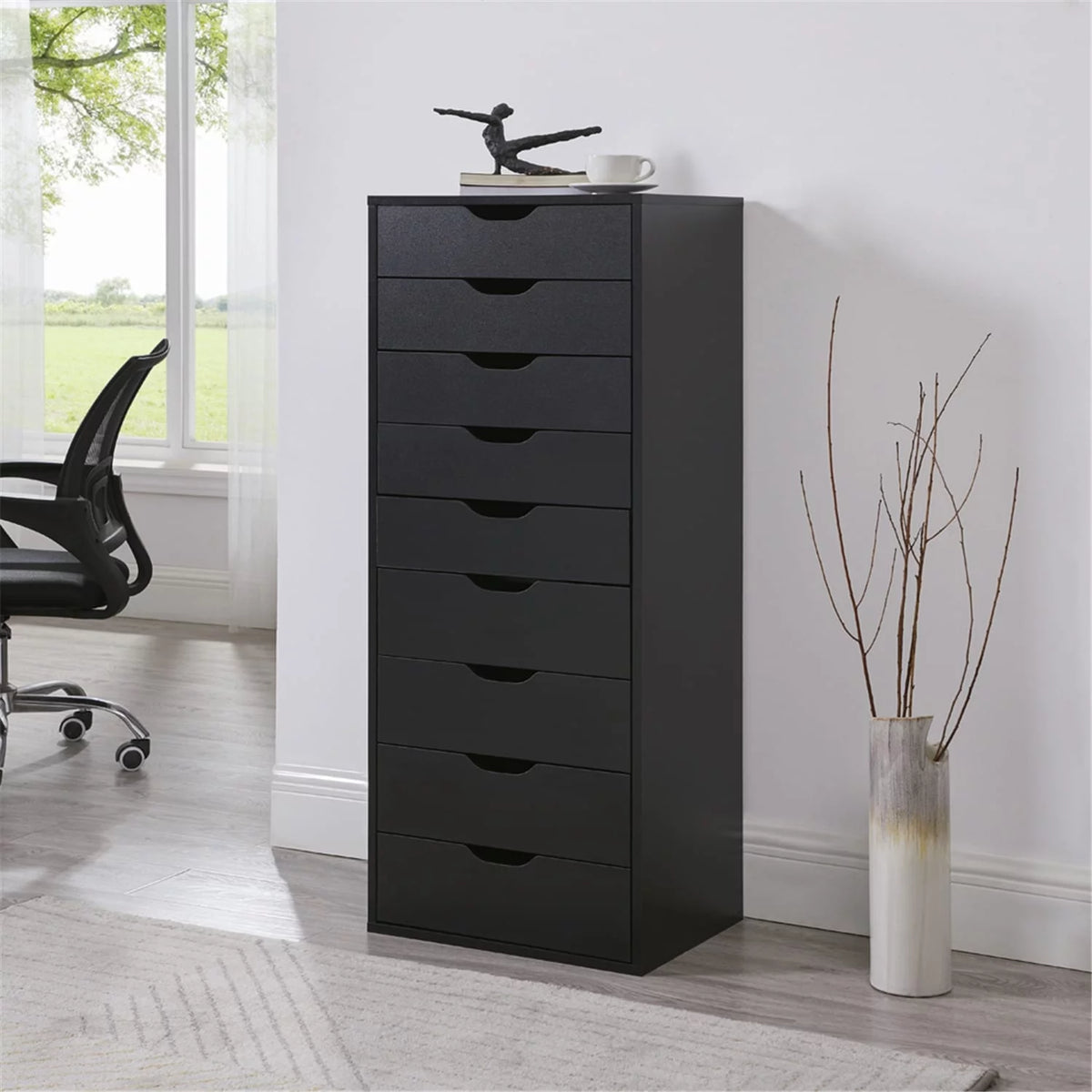 Black Wood File Cabinet J5005