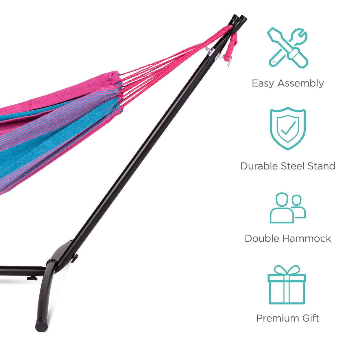 Cotton Double Hammock with Stand Set and Carrying Bag J51432