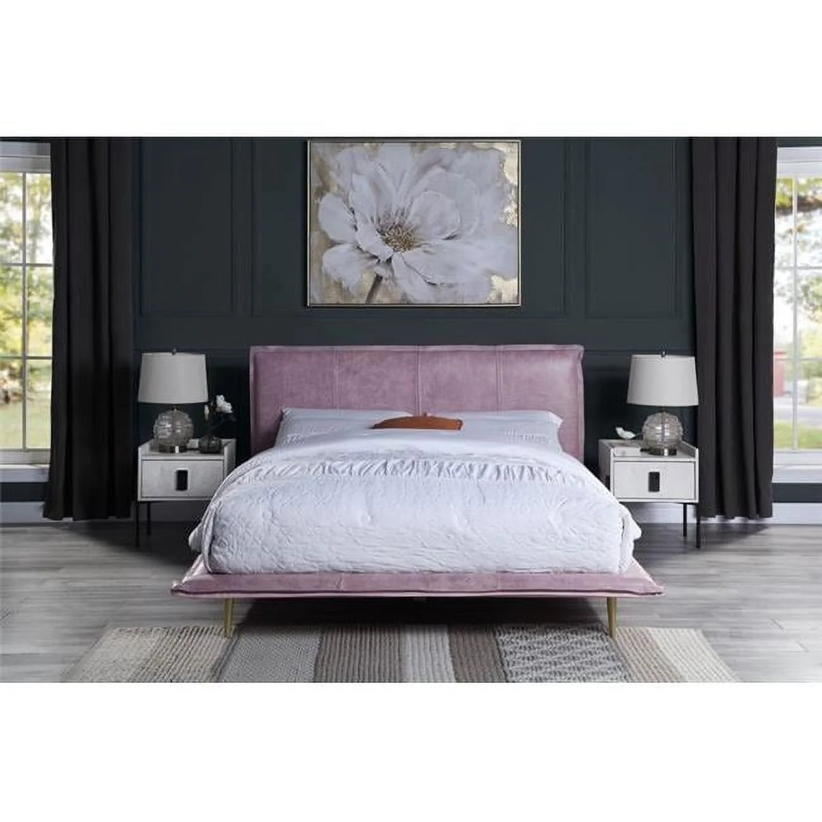 King Size Pink Top Grain Leather Bed B462304