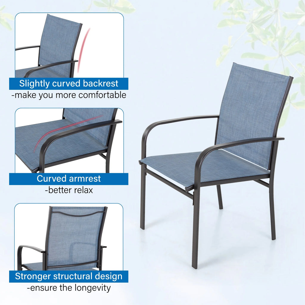 7 Piece Patio Dining Set with Blue Textilene Chairs and Rectangular Table L184