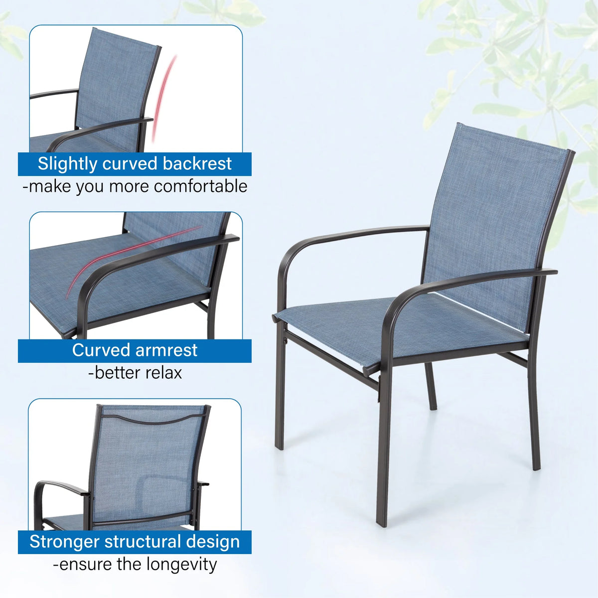 7 Piece Patio Dining Set with Blue Textilene Chairs and Rectangular Table L184