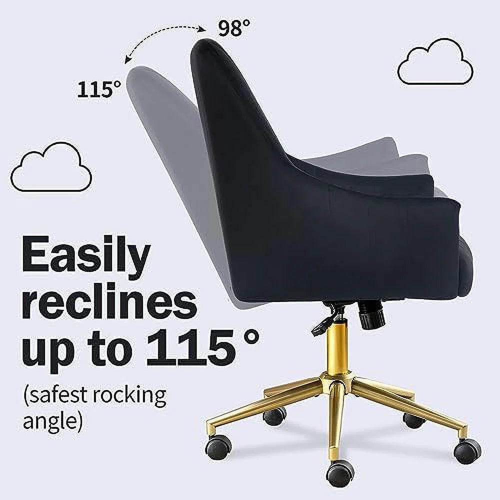 Velvet Tufted Desk Chair with Gold Base B882296