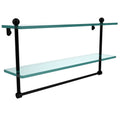 22" Two Tiered Glass Shelf with Towel Bar Matte Black V961