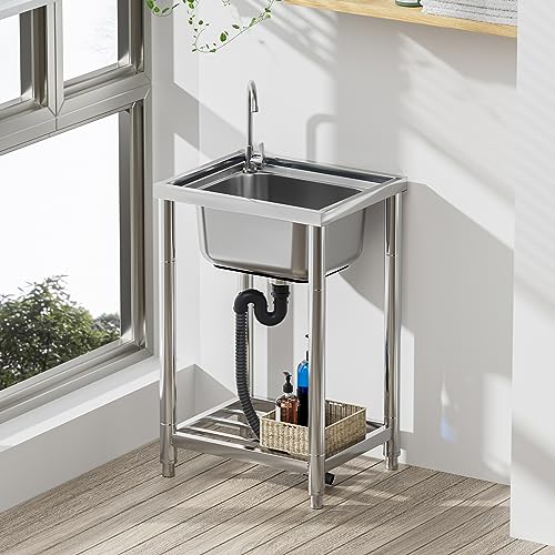 Single Bowl Stainless Steel Free Standing Kitchen Sink A85048
