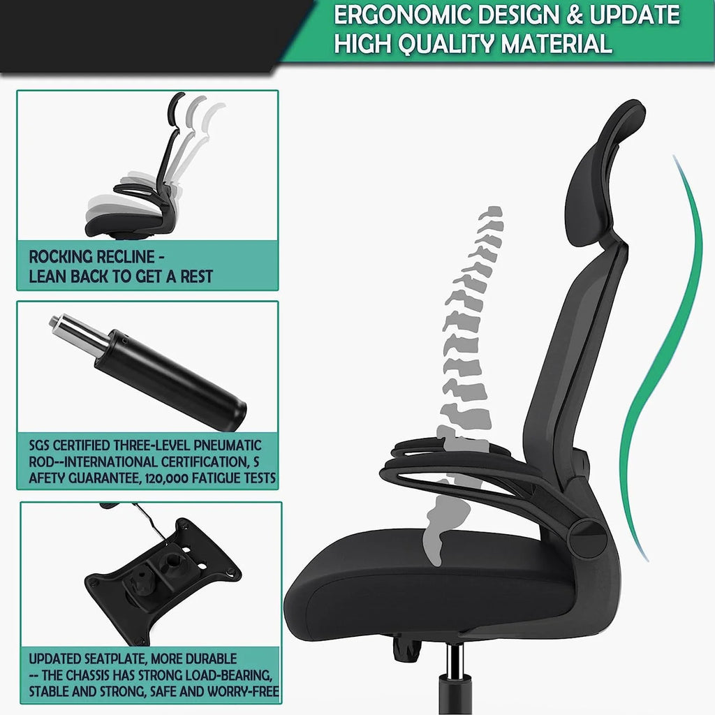 High Back Ergonomic Office Chair with Lumbar Support and Headrest V876