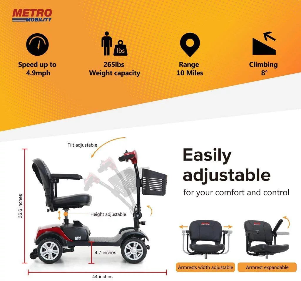 Folding 4 Wheel Scooter Red S36615
