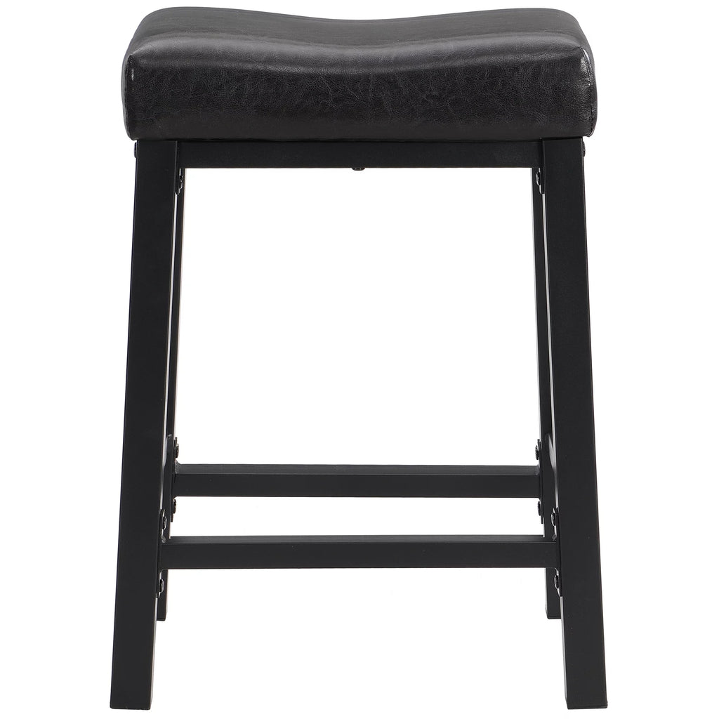 Black Faux Leather Saddle Seat Counter Height Barstools Z8392