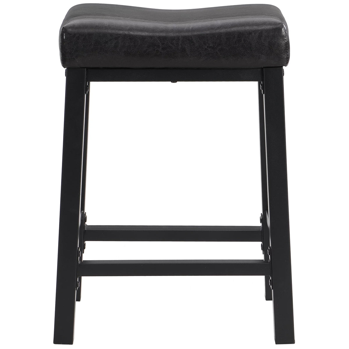 Black Faux Leather Saddle Seat Counter Height Barstools Z8392