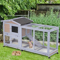 Wood Rabbit Hutch with Wheels & Waterproof Roof Q36582