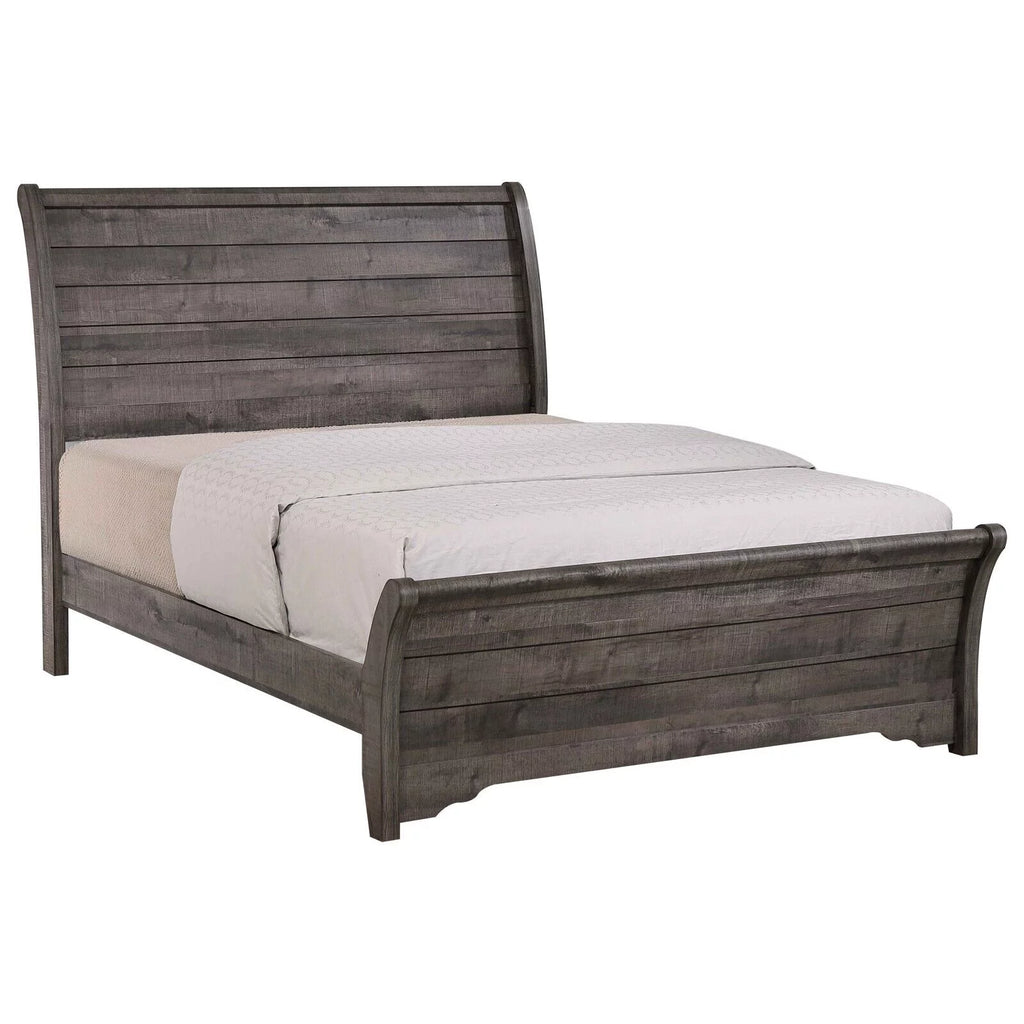 6pc Queen Size Bed Dresser Mirror Chest Nightstand Set Wooden Furniture Gray S18405