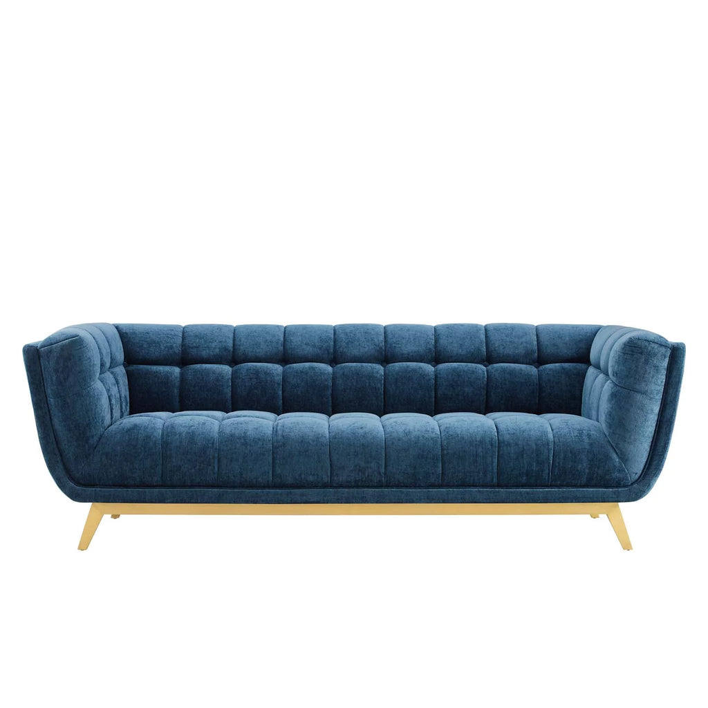 Navy Performance Velvet Sofa T601
