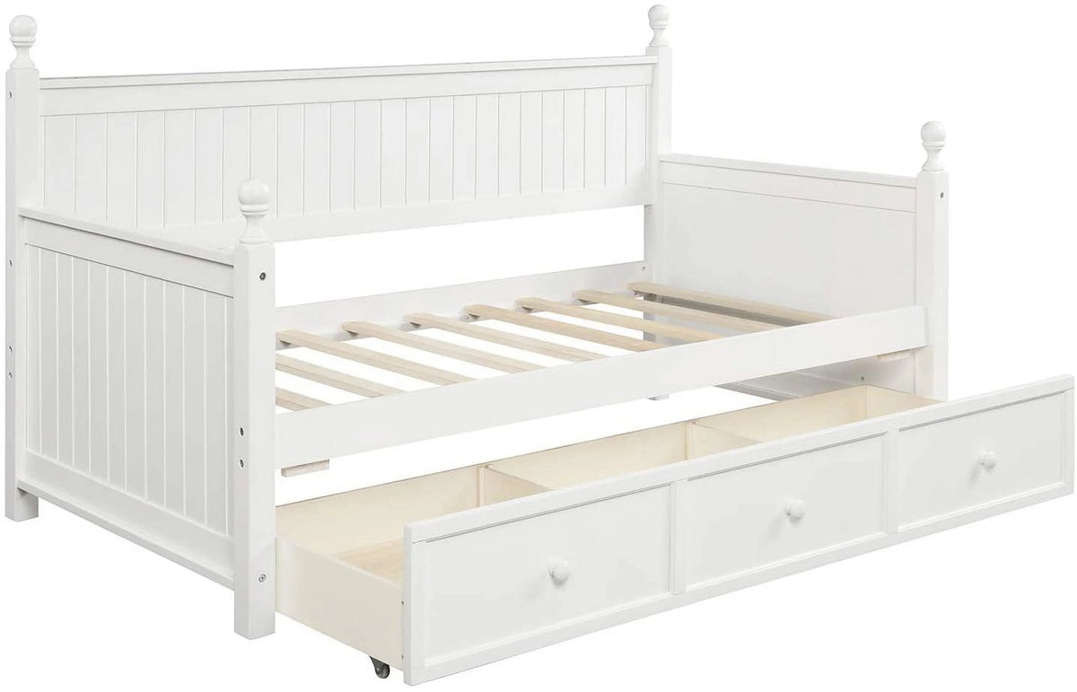 White Wood Daybed with Drawers W5236