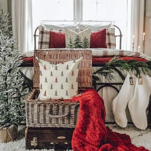 Christmas Tree White 18x18 inch Set of 2 Throw Pillow Covers Y6272