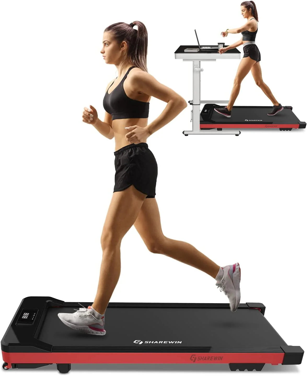 Under Desk Treadmill 300 lb Capacity White E408903