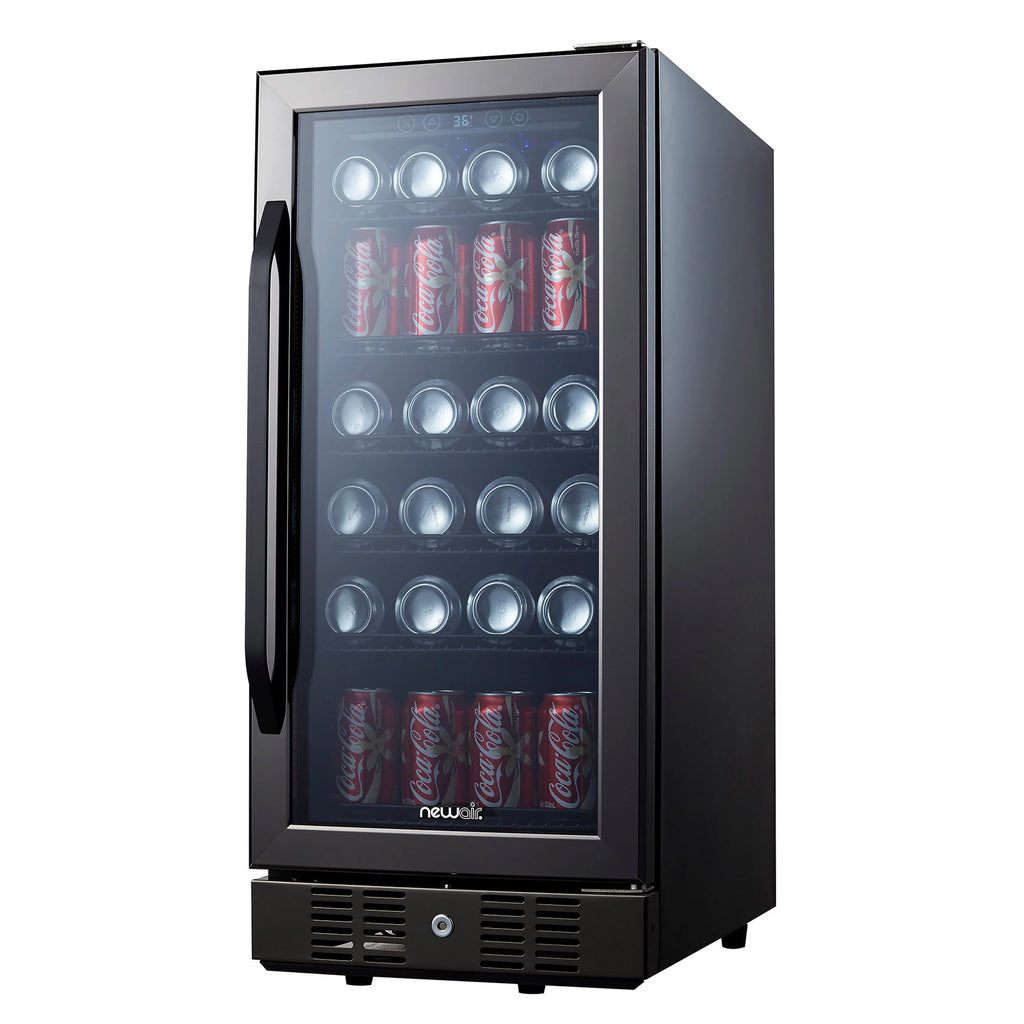 15” 96 Can Beverage Fridge Black Stainless Steel B342518