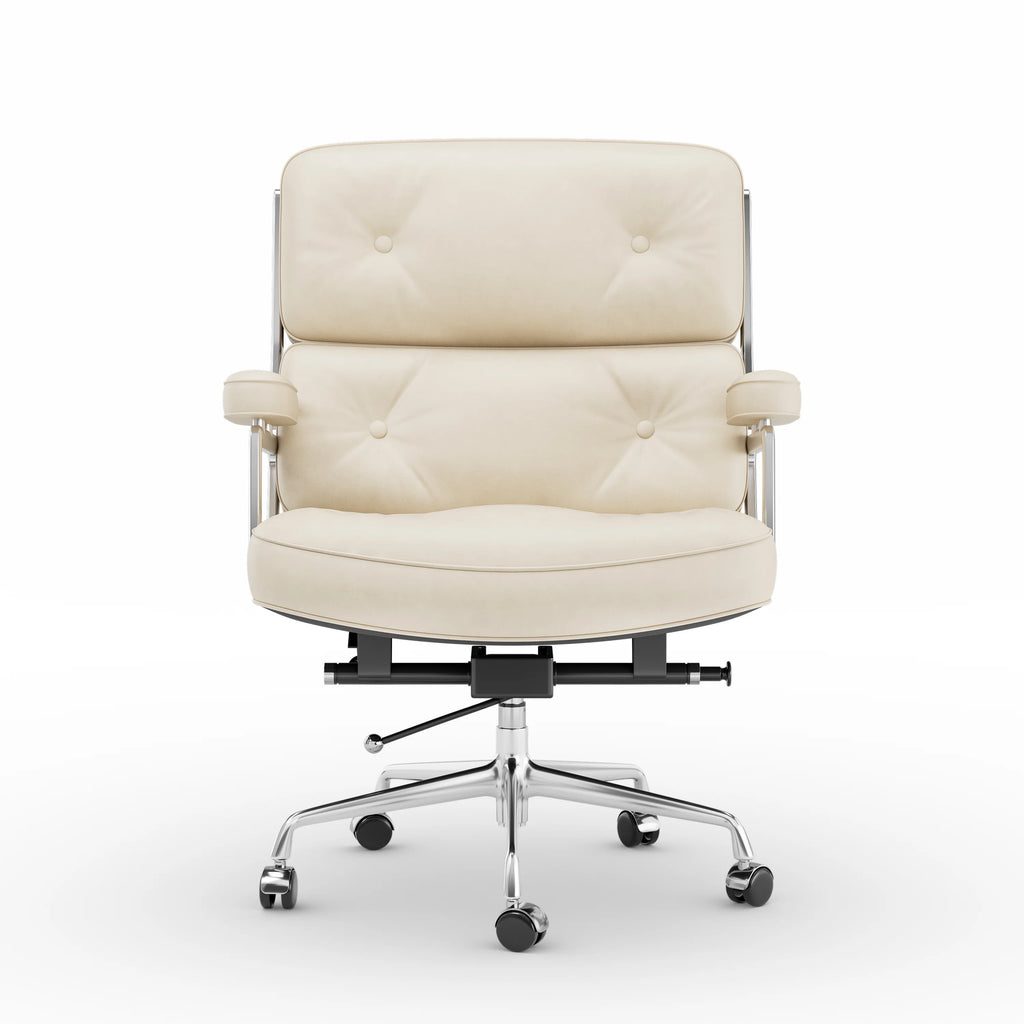 White Genuine Leather Office Chair I263798
