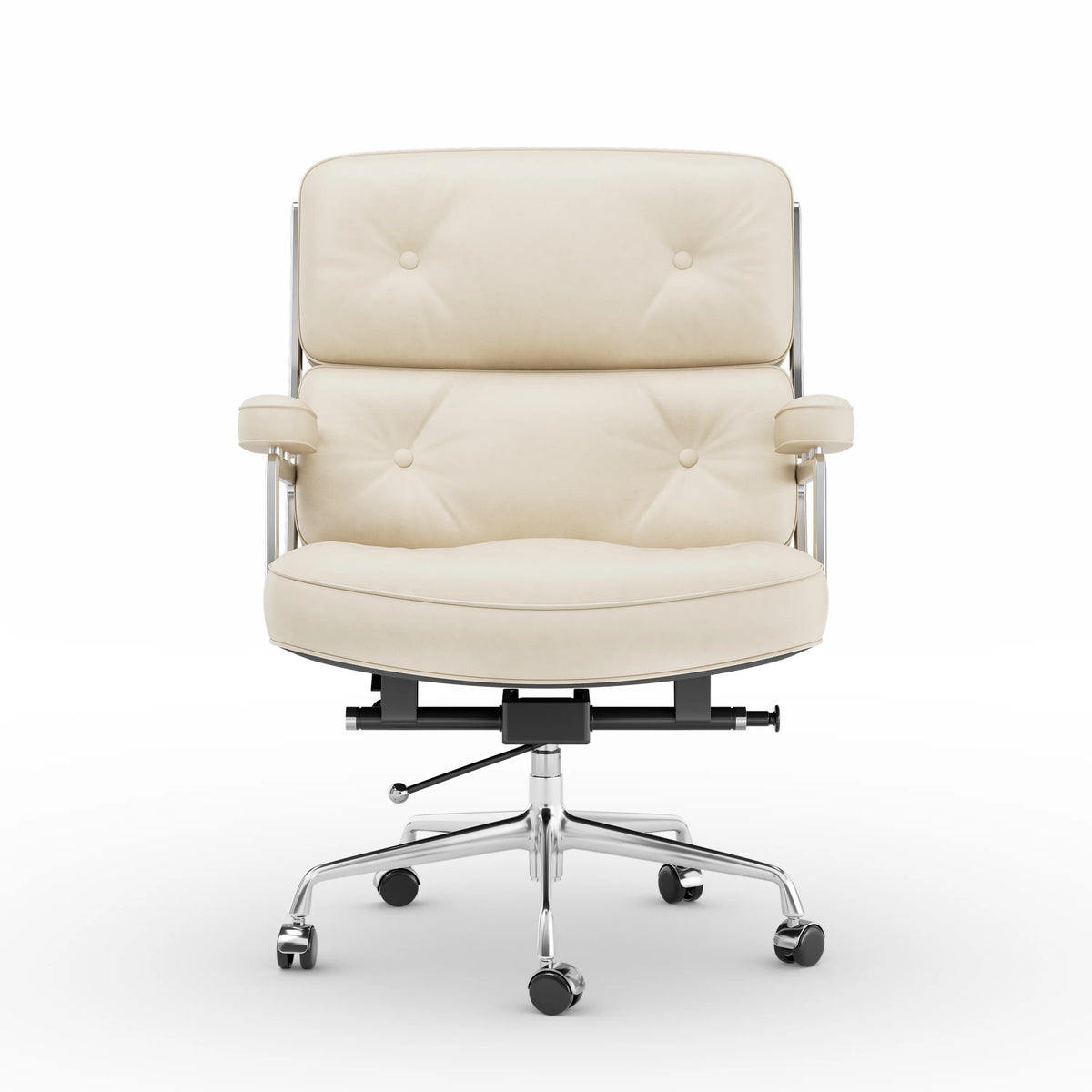 White Genuine Leather Office Chair I263798