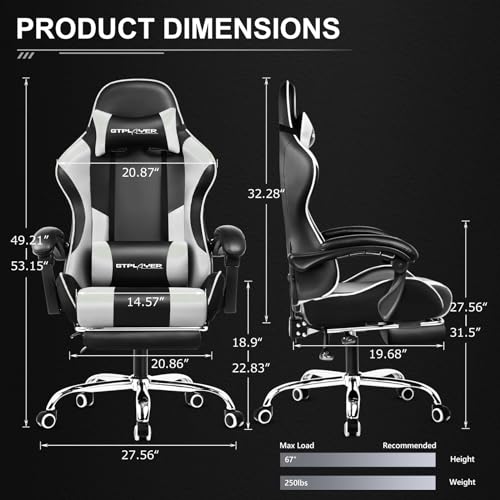 Gaming Chair with Footrest and Lumbar Support L446719