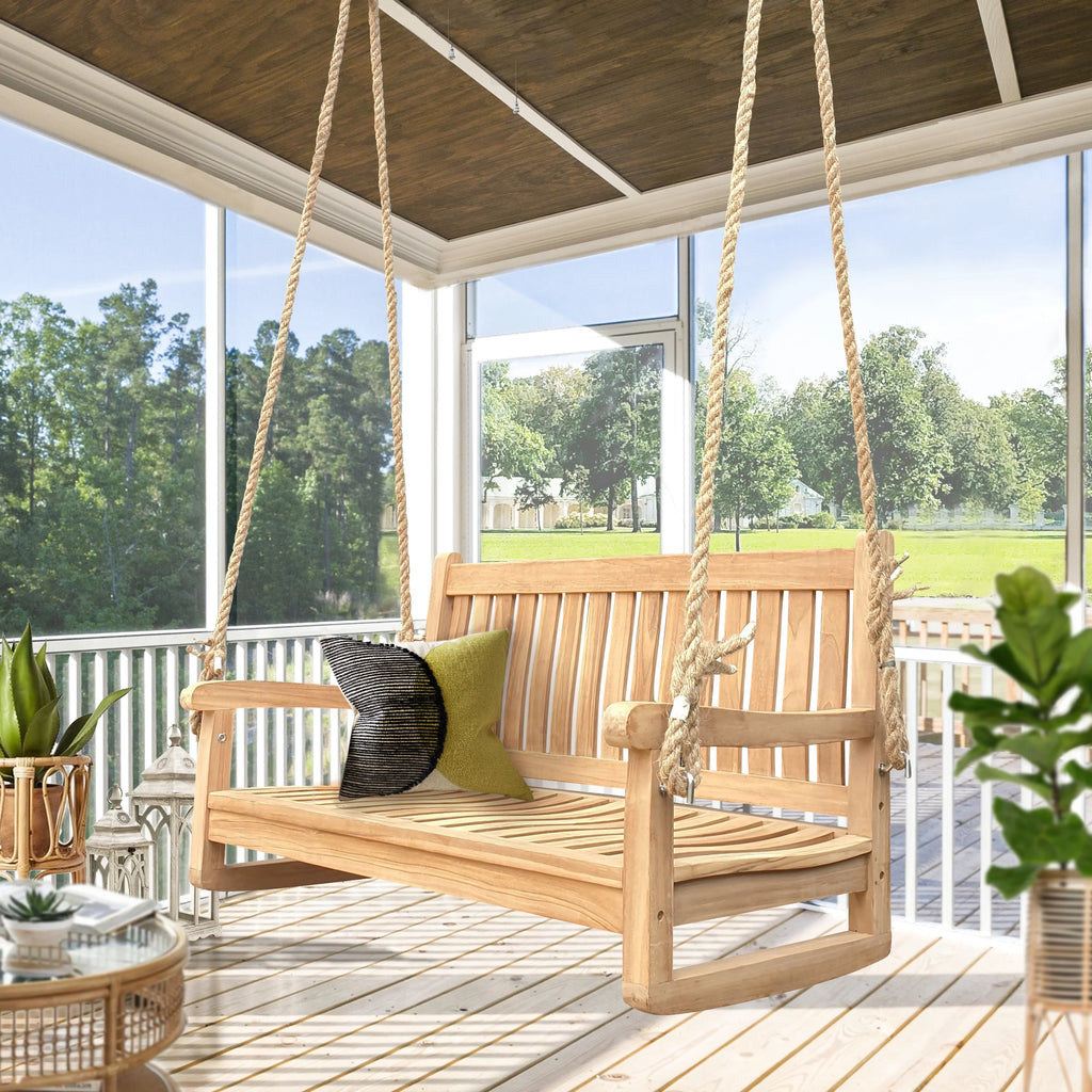 Teak Wood Double Outdoor Patio Swing F429909