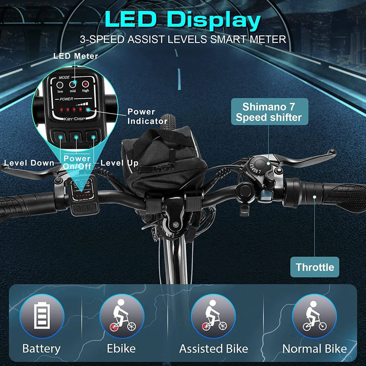 Electric Cruiser Bike 500W Step-Through 20MPH H748760