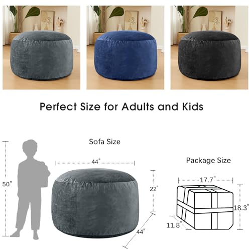 3 Feet Grey Micro Fiber Bean Bag Chair L805