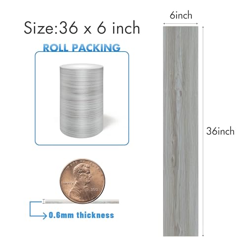 Grey Wood Peel and Stick Vinyl Floor Tile, 36 Pack W7614
