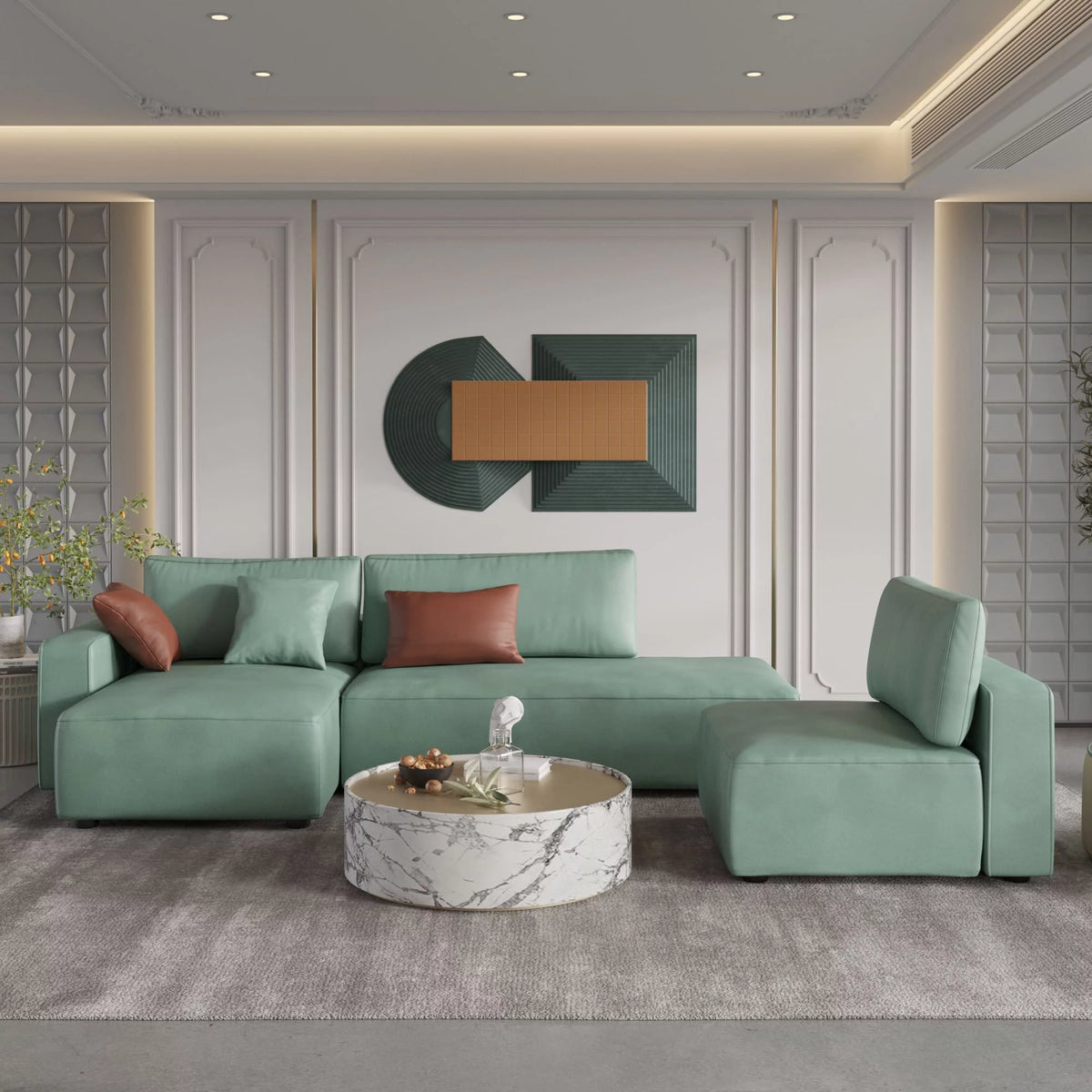 L-Shaped Leather Modular Sofa B319218