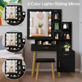 Black Lighted Makeup Vanity Table Set with Sliding Mirror G2052