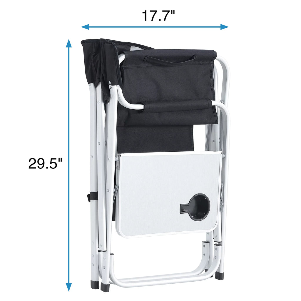 2-piece Padded Folding Chair with Side Table and Storage Pockets H421