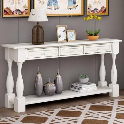 Antique White 3 Drawers Solid Wood Console Table A8429