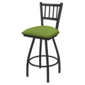 Swivel Counter Stool with Pewter Finish and Green Seat F748