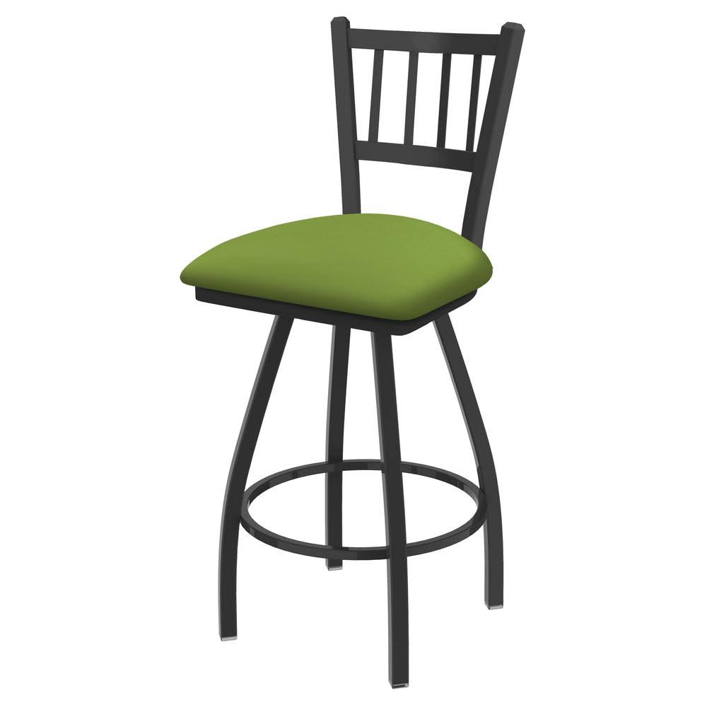 Swivel Counter Stool with Pewter Finish and Green Seat F748