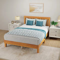 Queen Size Bed Frame with Headboard Wood Slats K5159