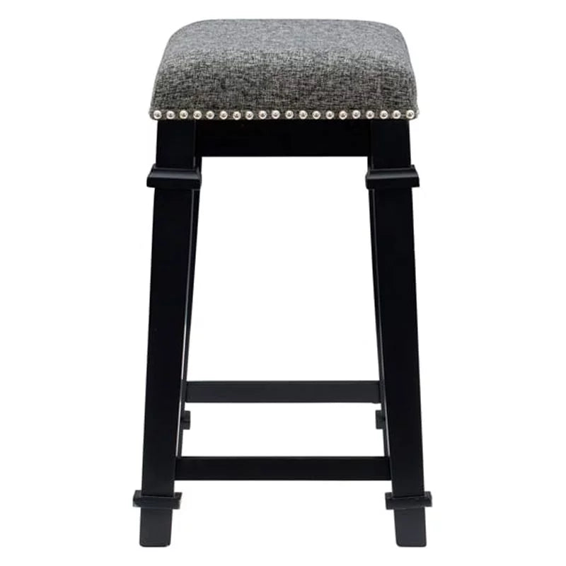 25" Black Wood Backless Counter Stool Y581