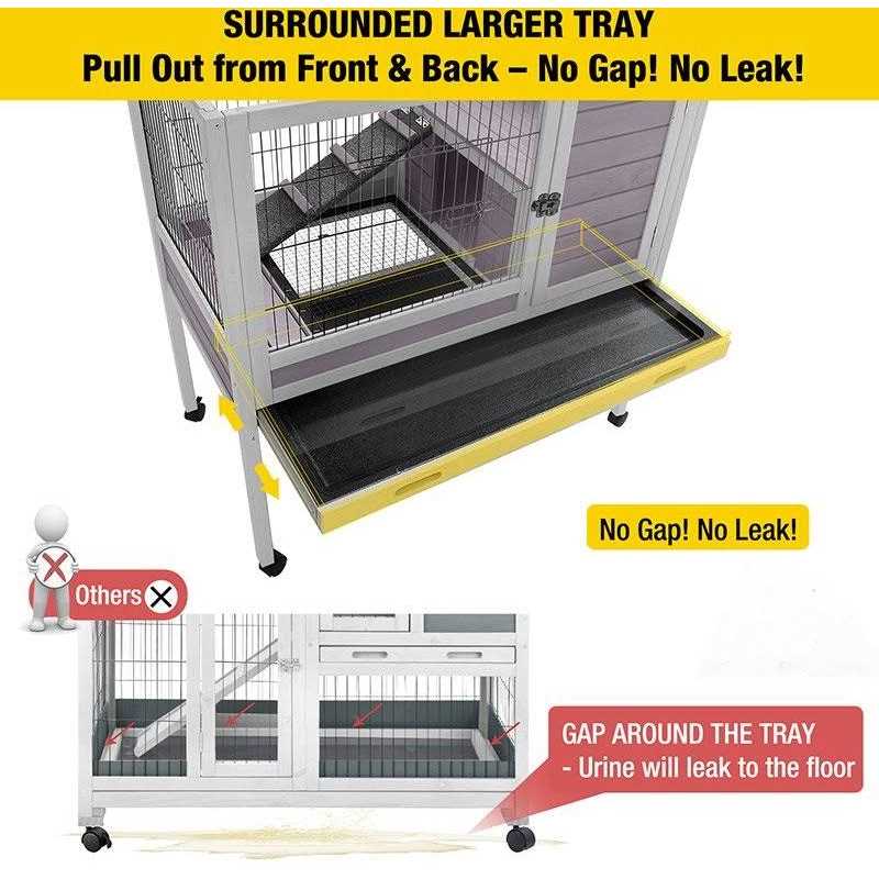 Small Rabbit Hutch with Pull Out Tray U3210