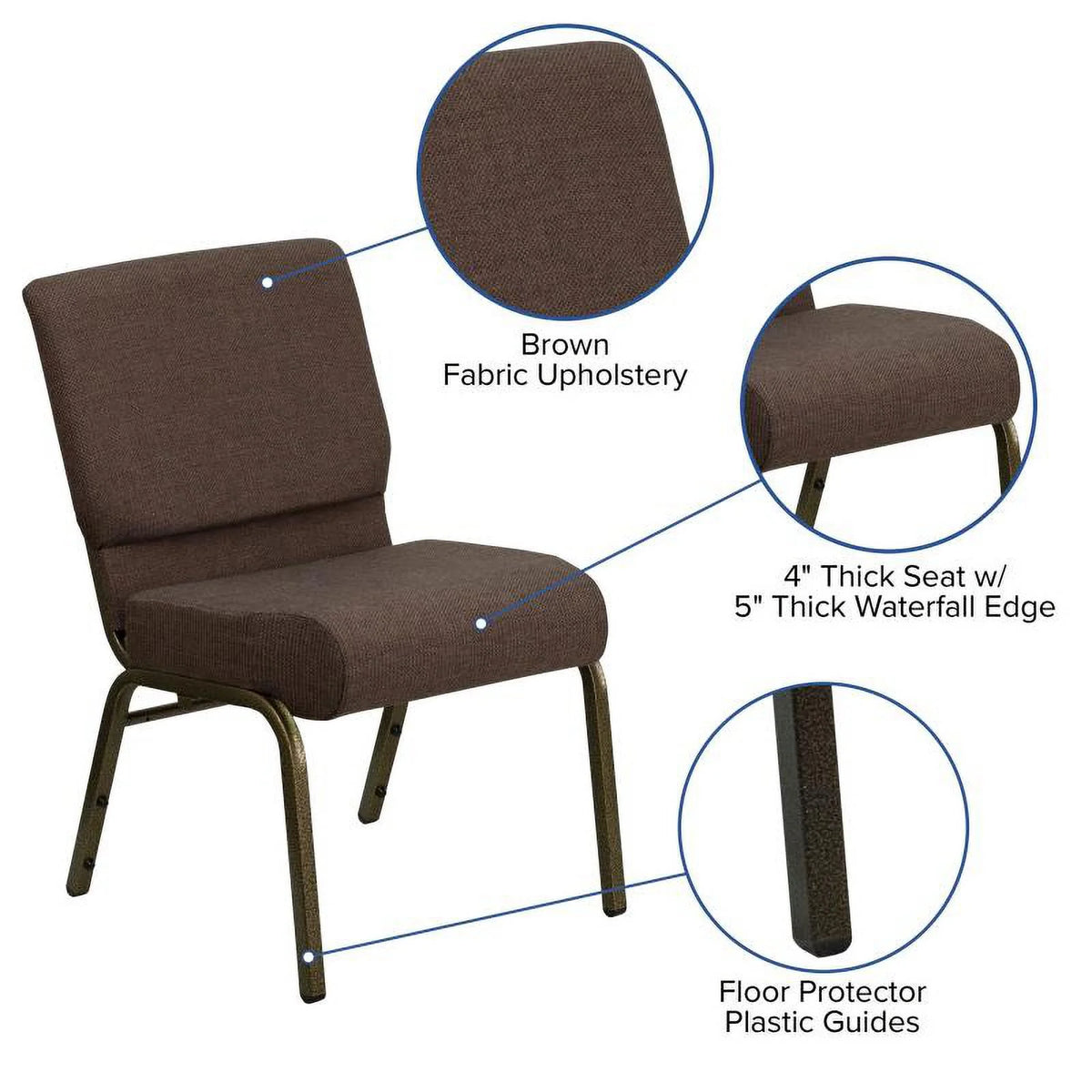 Dark Brown Fabric Stackable Church Chair N121954