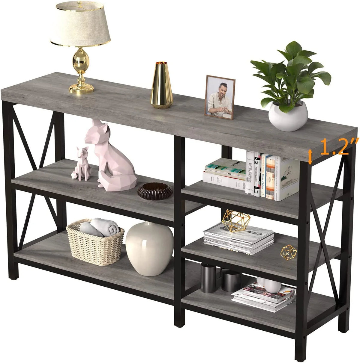 40"L Gray Wash Storage Console Table B17777